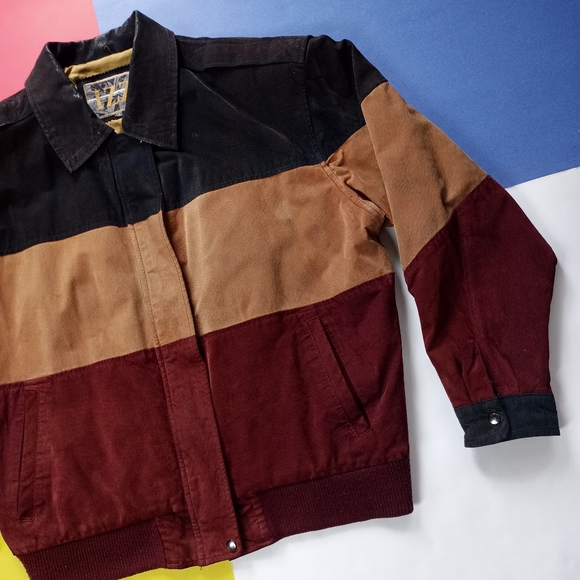 Vintage IZZI Earth Three-Tone Leather Biker Jacket